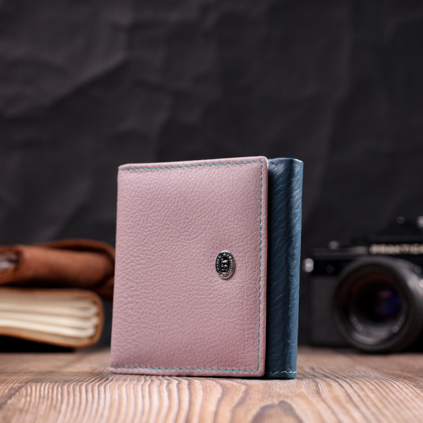 Симпатичный женский кошелек с оригинальной монетницей из натуральной кожи ST Leather 19512 Разноцветный