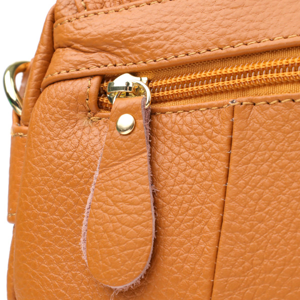Вместительная повседневная сумка из натуральной кожи для женщин Vintage 22968 Рыжий
