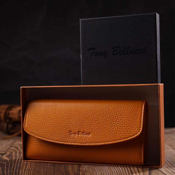 Отличный женский кошелек с монетницей на молнии из натуральной кожи Tony Bellucci 21978 Желтый