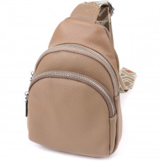 Слинг сумка из натуральной кожи для женщин Vintage 22939 Бежевый