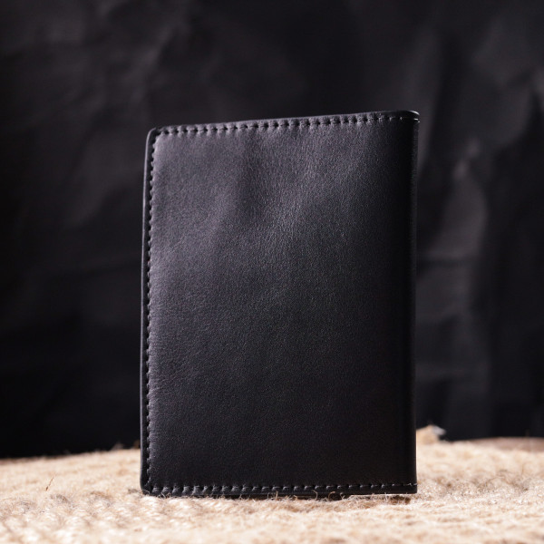 Красивая кожаная обложка на паспорт Карта GRANDE PELLE 16773 Черная
