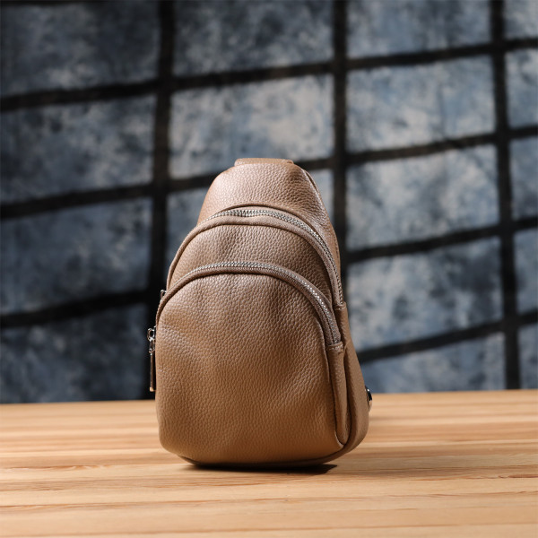 Слинг сумка из натуральной кожи для женщин Vintage 22939 Бежевый