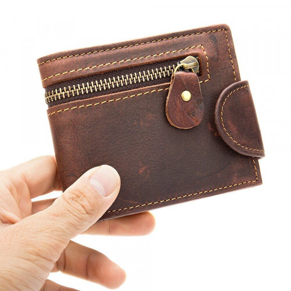 Тонкое мужское портмоне матовое 20239 Vintage Коричневое