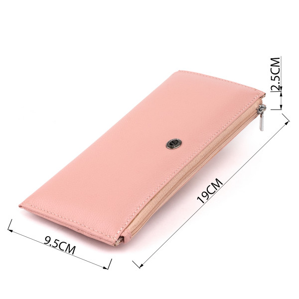 Горизонтальный тонкий кошелек из кожи женский ST Leather 19325 Розовый