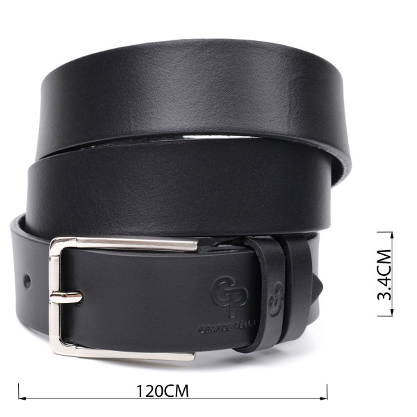Классический брючный ремень для мужчин из натуральной кожи GRANDE PELLE 11676 Черный