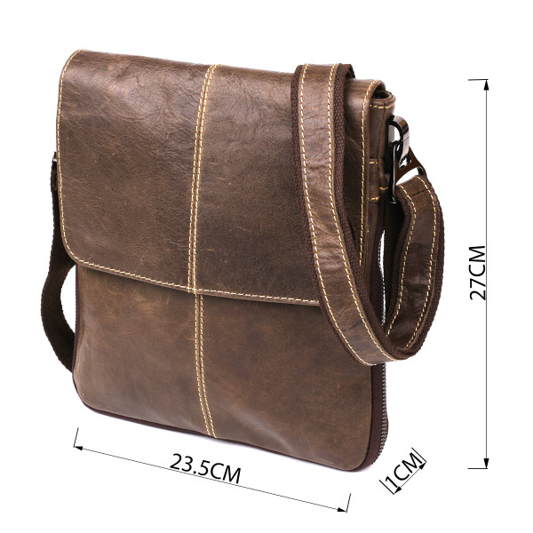 Кожаный мужской мессенджер Vintage 14849 Коричневый