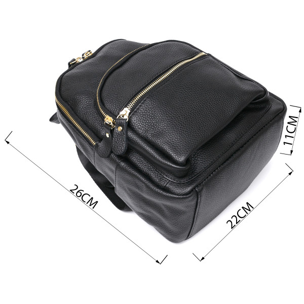 Кожаный стильный женский рюкзак Vintage 20676 Черный