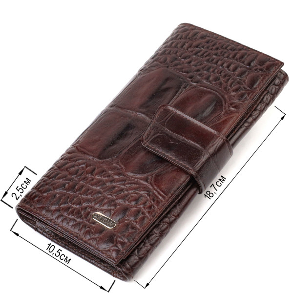 Превосходное стильное мужское портмоне из натуральной кожи с тиснением под крокодила CANPELLINI 21846 Коричневое