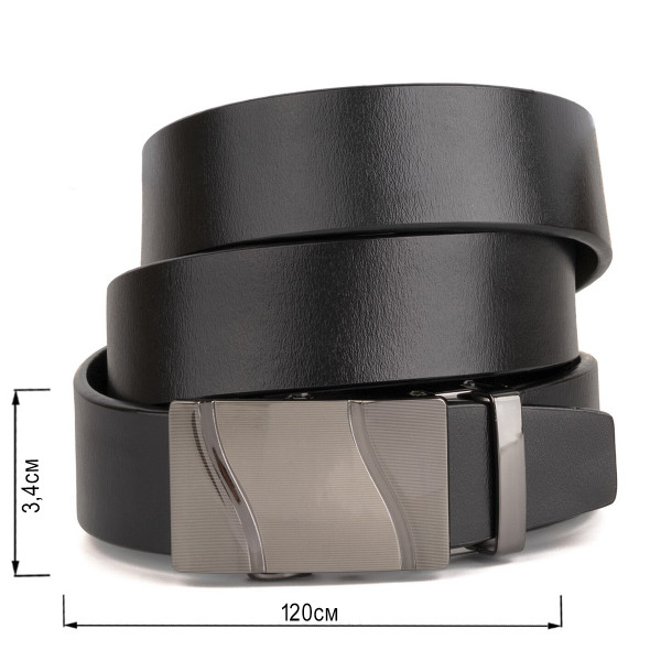 Ремень мужской с пряжкой волна Vintage 20336 Черный