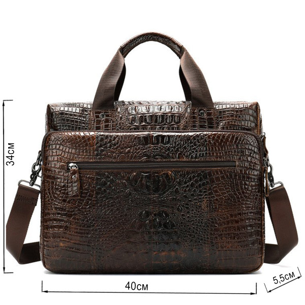 Сумка для ноутбука с тиснением под рептилию Vintage 14719 Коричневая