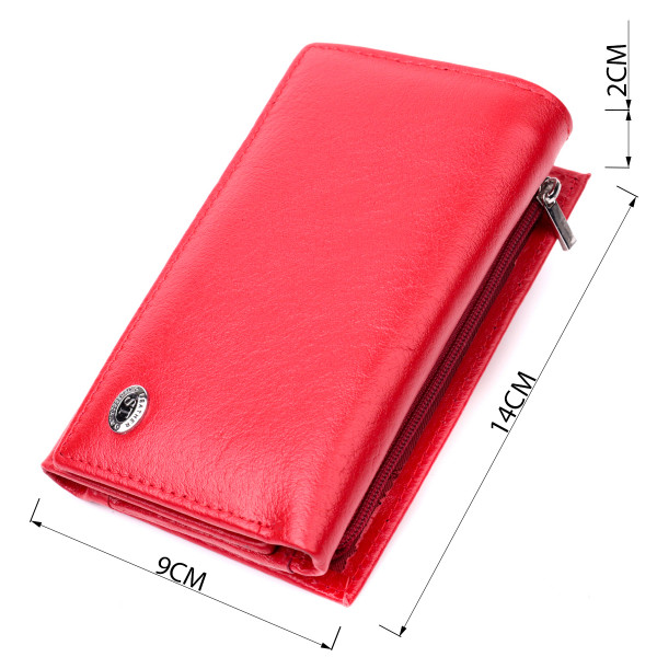 Женский кошелек в три сложения из натуральной кожи ST Leather 19469 Красный
